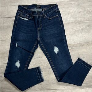 Buffalo Jess Dark Blue Distressed Ankle Jeans inseam 25